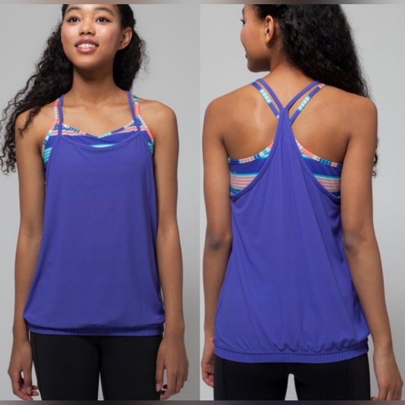 Ivivva Lululemon Tank Jump For Joy Strappy Purple Mesh Built In Shelf Bra Size 6 - Picture 1 of 13